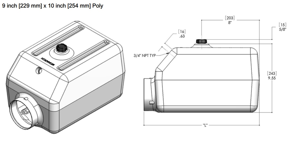 9" X 10" Plastic Reservoirs